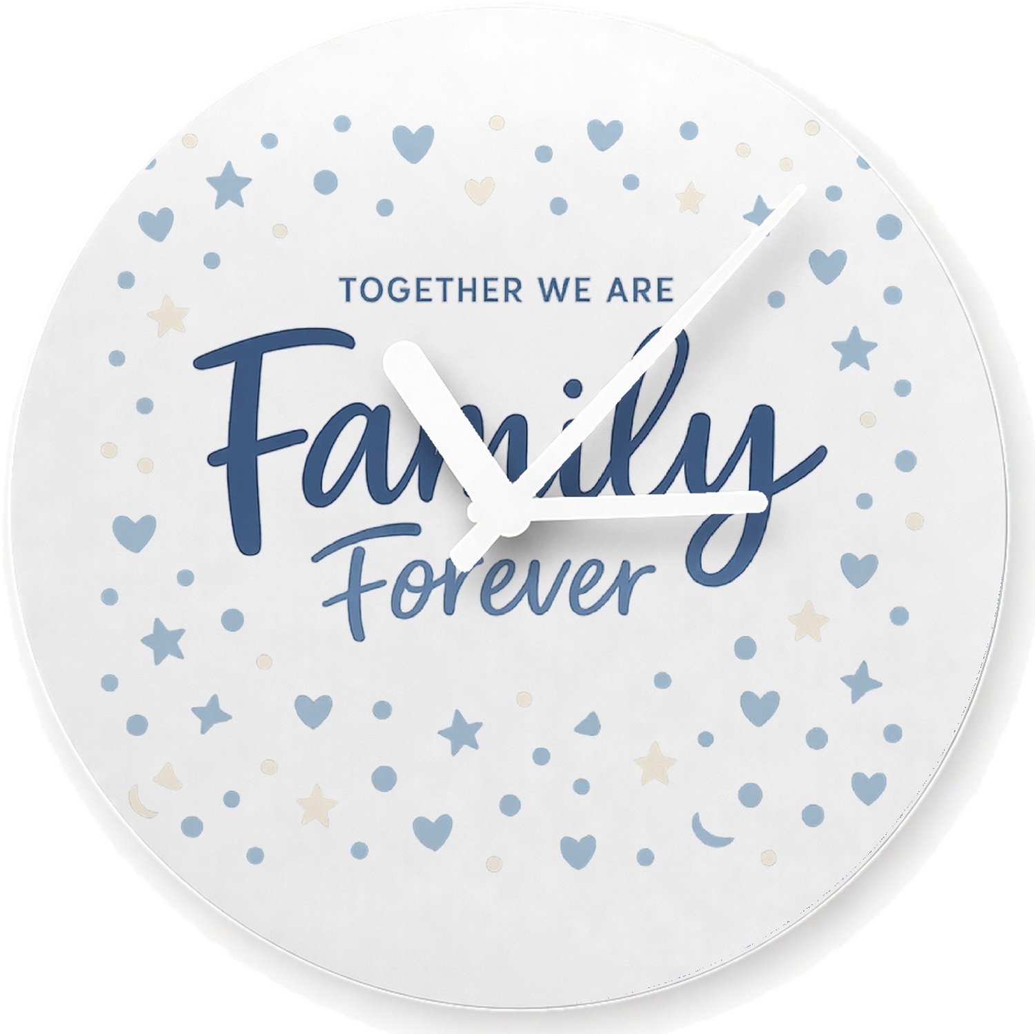 Mr Cadeautjes Glazen klok Ø 20 - design Een rustige familietypografische print met een speels stippe | cadeau Wit