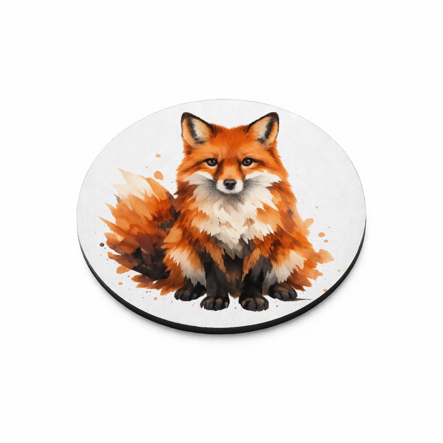 Mr Cadeautjes MDF magnetische fotolijst rond Ø 9,5 - design Een groot, sfeervol bosdier met verfspatten en veel witruimt | cadeau