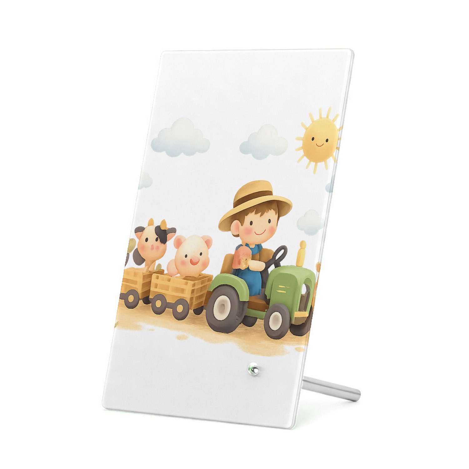 Mr Cadeautjes Glasframe 11 x 16 - design Drie panelen met een zachte dierlijke reis door de seizoenen | cadeau Wit