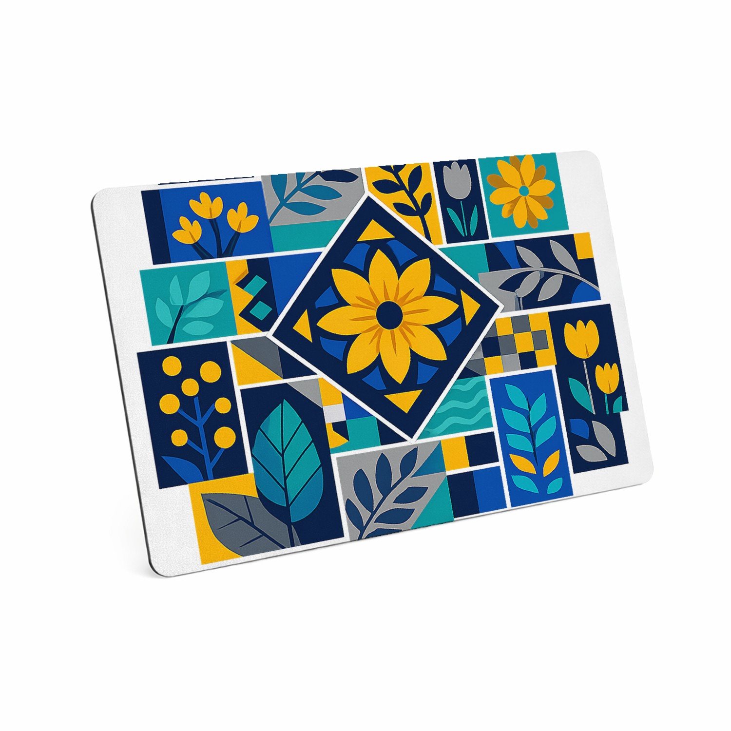 Mr Cadeautjes MDF magnetische fotolijst 28 x 19 - design Een levendig mozaïek van botanische blokken met bladeren, bl | cadeau Wit