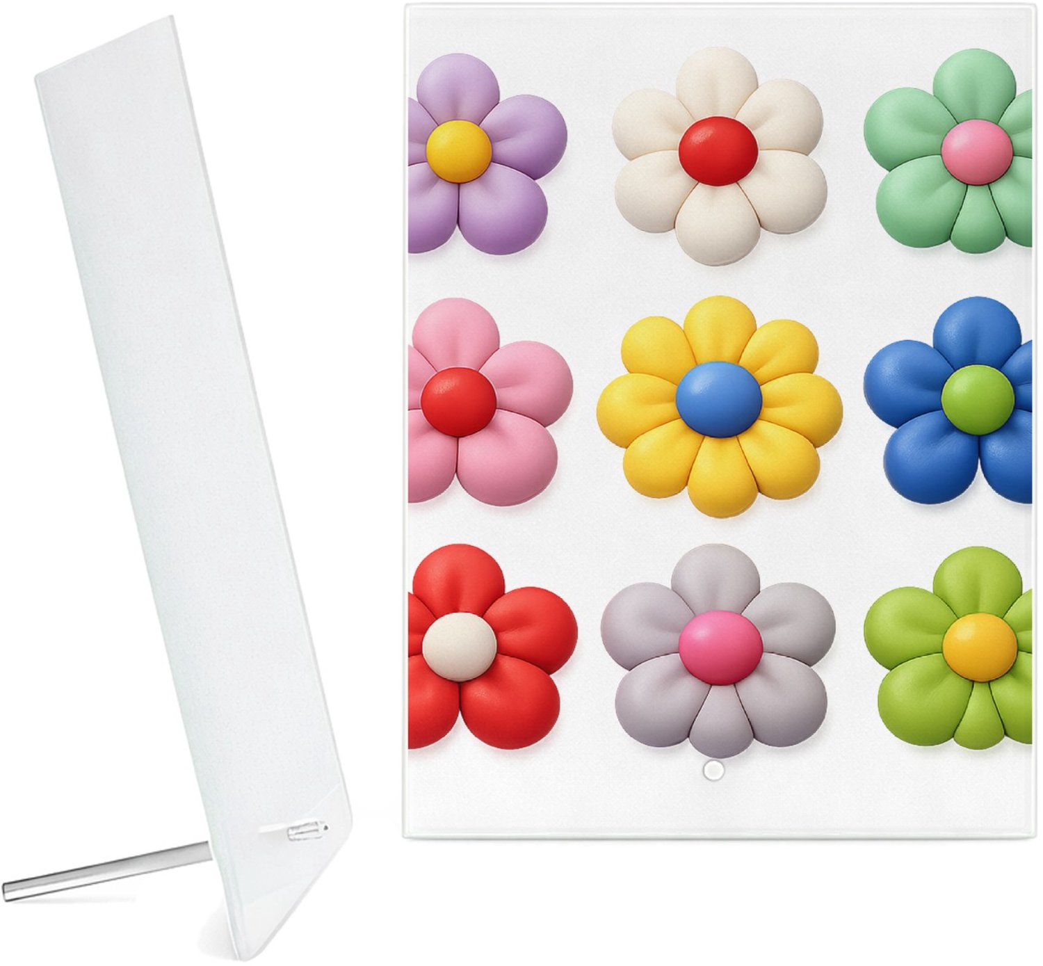 Mr Cadeautjes Glazen fotopaneel Een reeks speelse fruitvormen met verschillende texturen, ne - 15 x 20 cm, staand - glas, decoratie, wanddecoratie | cadeau Wit