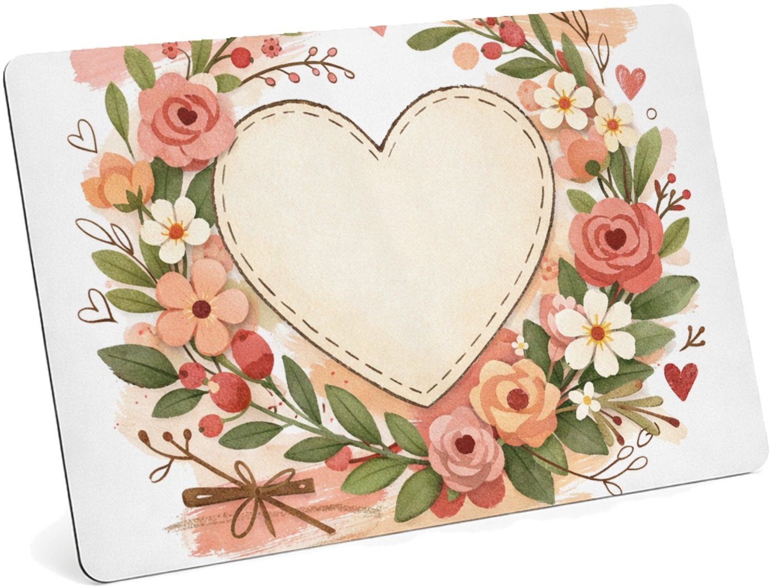 Mr Cadeautjes MDF magnetische fotolijst 28 x 19 - design Een romantische bloemenkaart met een zachte seizoenssfeer en | cadeau Wit