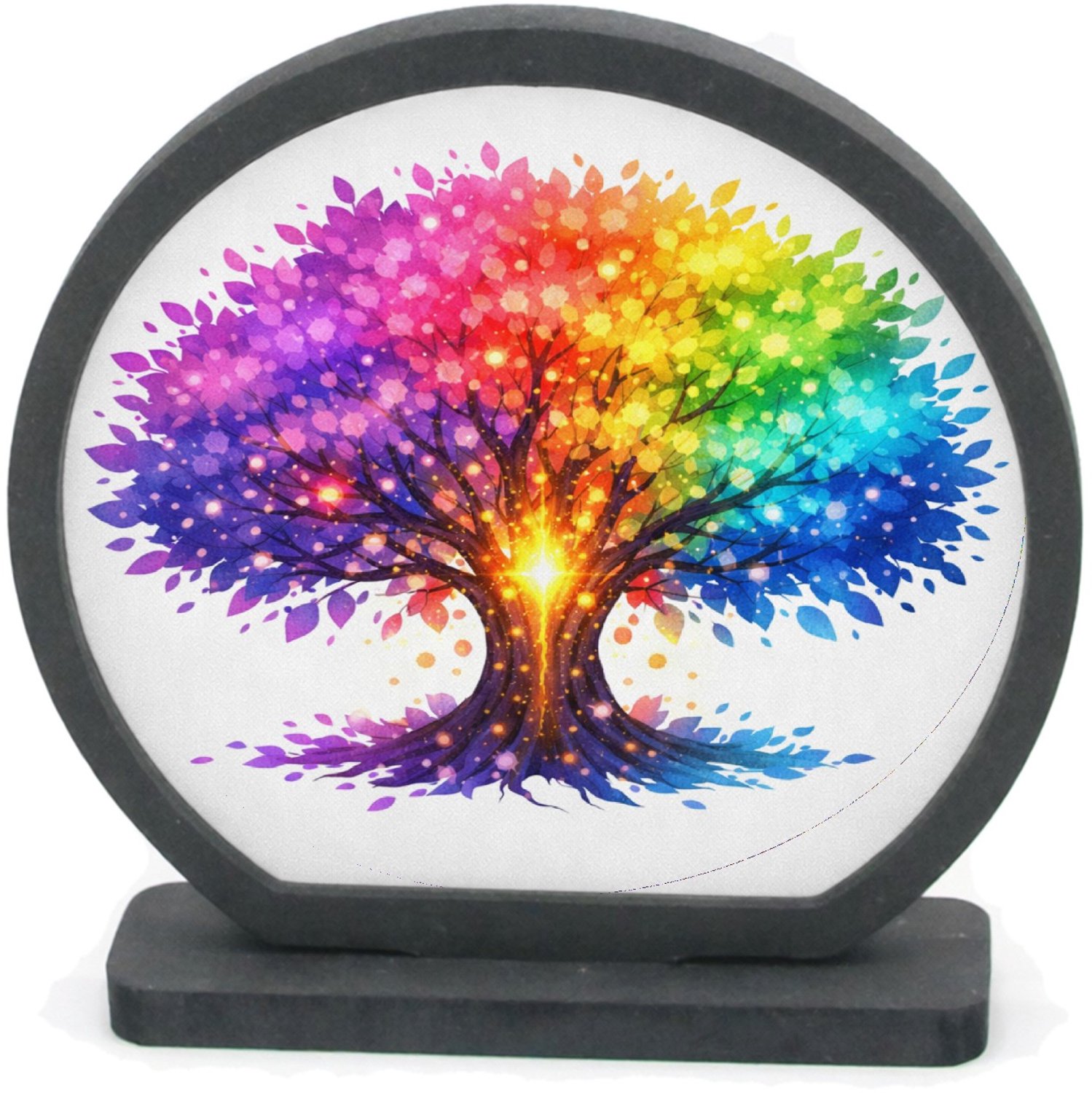 Mr Cadeautjes Houten fotolijst rond met MDF inleg - design Een fantasierijke vlindercompositie waarin één grote vlinder | cadeau Wit