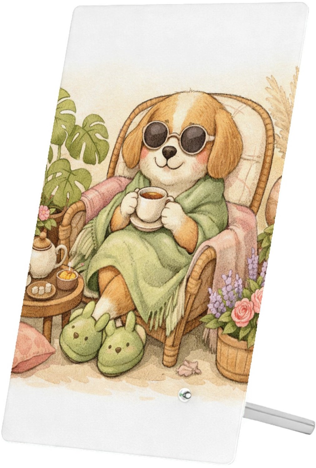 Mr Cadeautjes Glasframe 11 x 16 - design Een rustige wellness-scène met een dierlijke hoofdfiguur voo | cadeau Wit