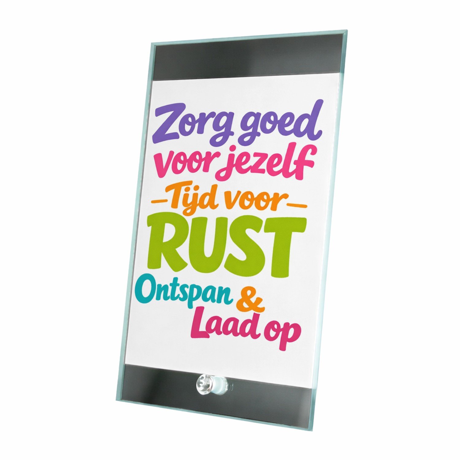 Mr Cadeautjes Glasframe 15 x 23 - design Een opbeurende typografische compositie voor een dagelijkse | cadeau Wit