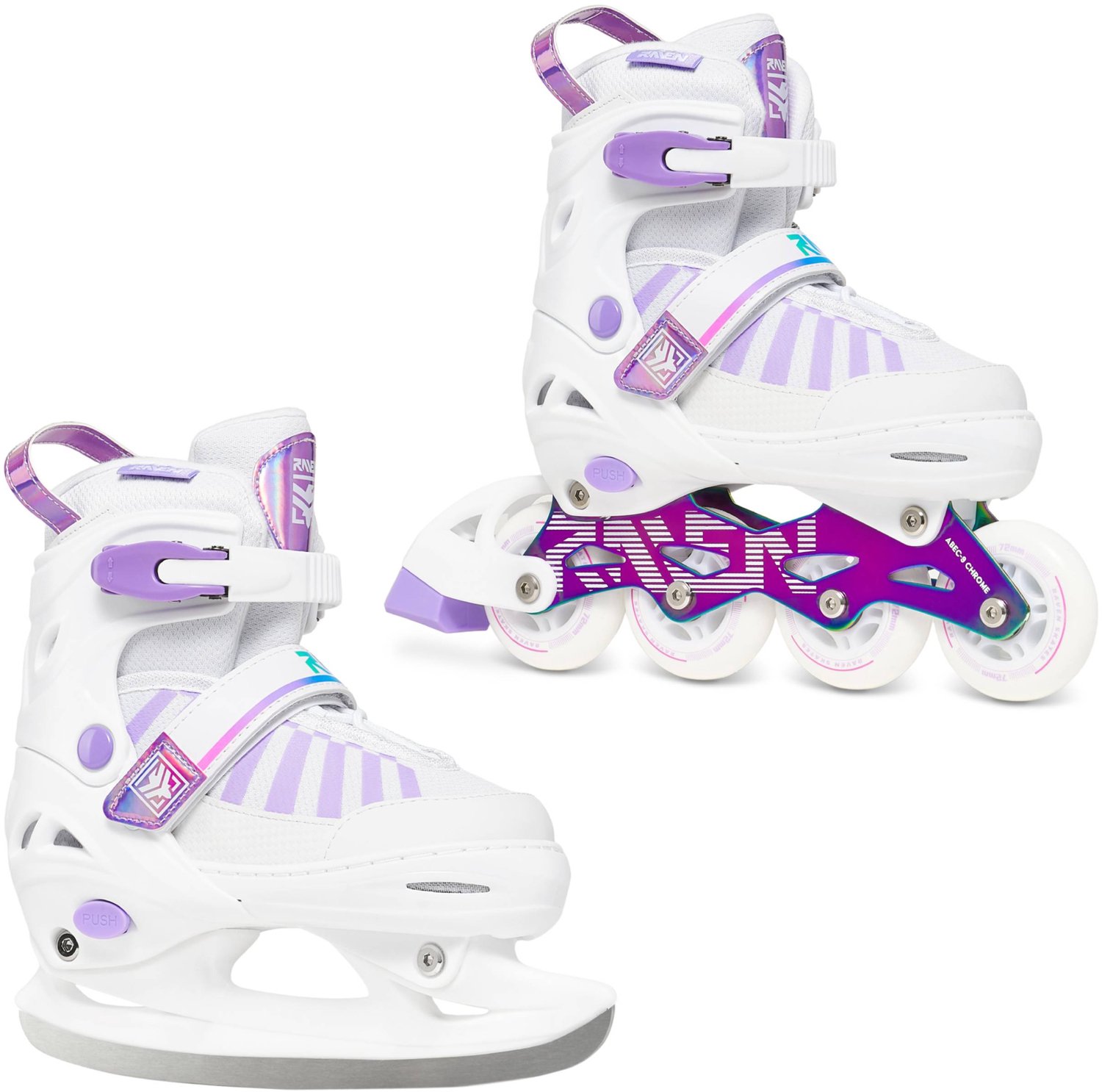 Raven Oxen 2-in-1 set: Skeelers en ijshockeyschaatsen /Chrome 38-42 Wit