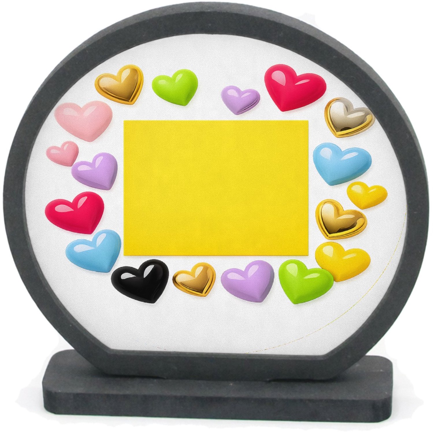 Mr Cadeautjes Houten fotolijst rond met MDF inleg - design Een speelse centrale kleurkaart met rondom vrolijke glanzend | cadeau Wit