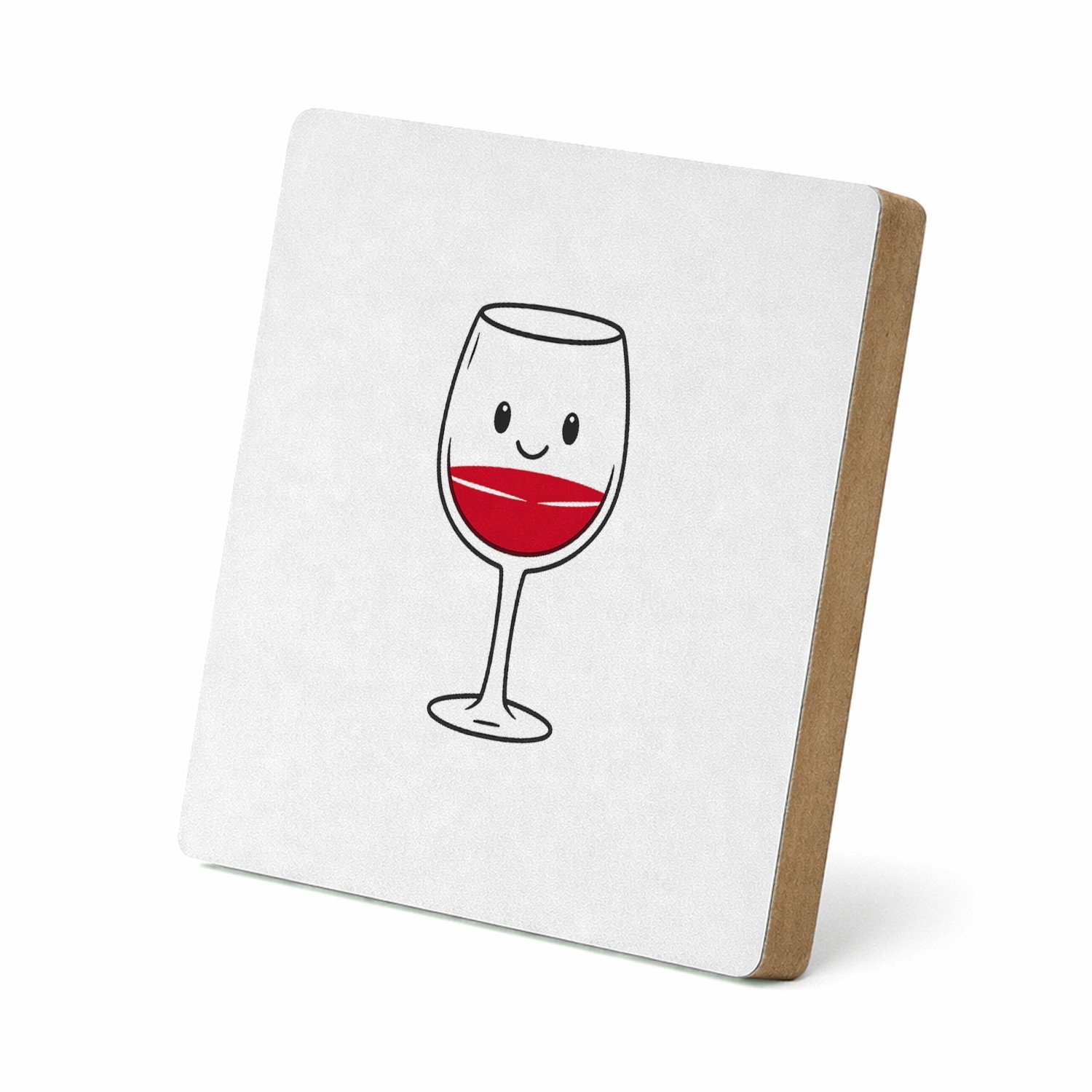 Mr Cadeautjes MDF staande fotolijst 15,2 x 15,2 - design Een minimalistische koffiebeker met een blij gezicht en een | cadeau Wit