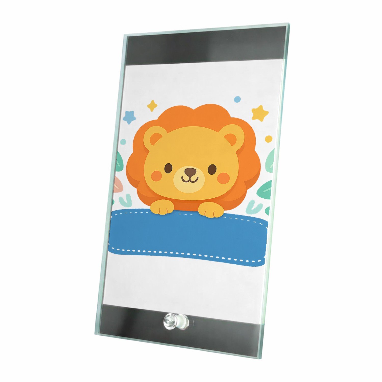 Mr Cadeautjes Glasframe 15 x 23 - design Een afgerond, vriendelijk dierportret met kleine decoratieve | cadeau Wit