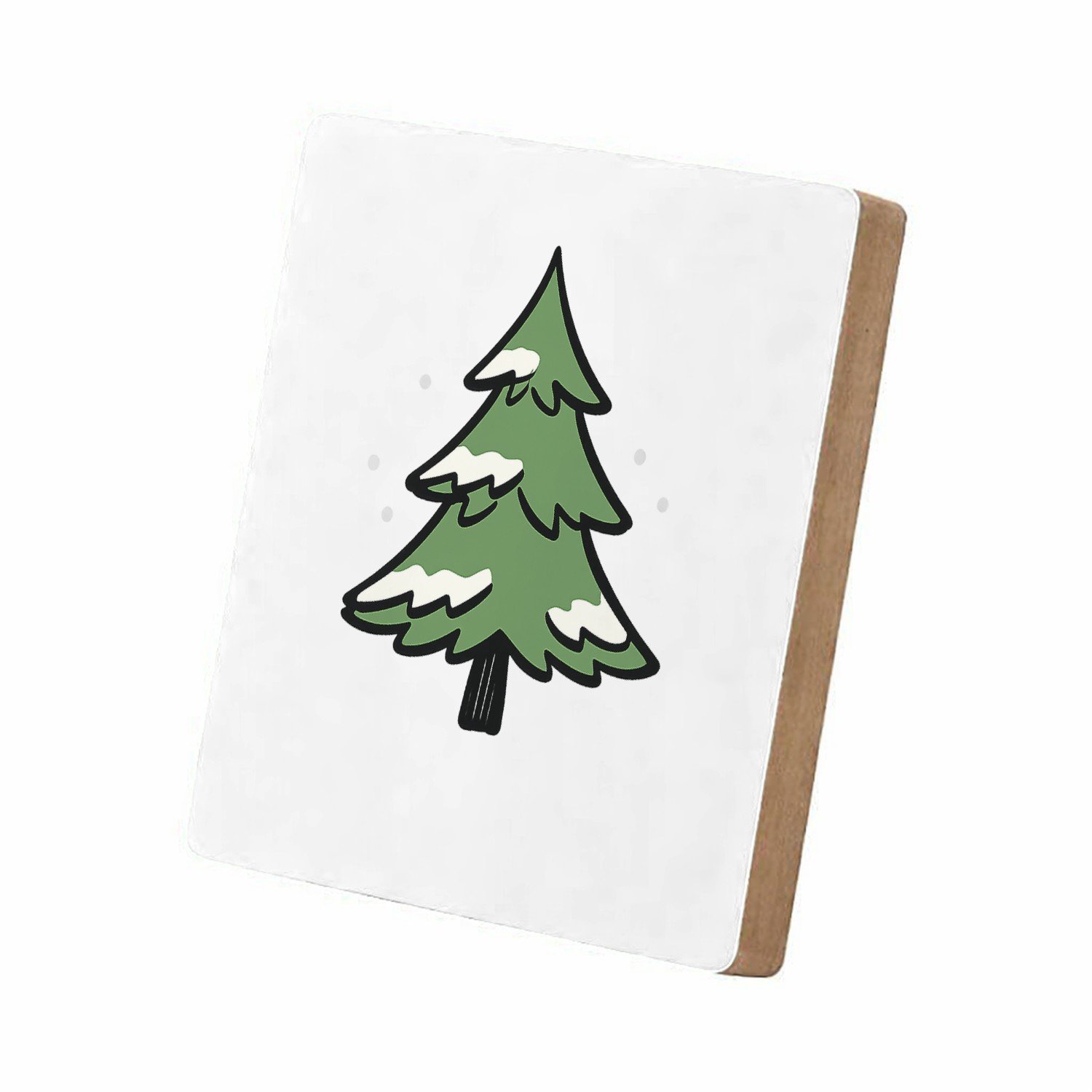 Mr Cadeautjes MDF staande fotolijst 15,2 x 15,2 - design Een speelse winterboom opgebouwd uit losse penseelstreken en | cadeau Wit