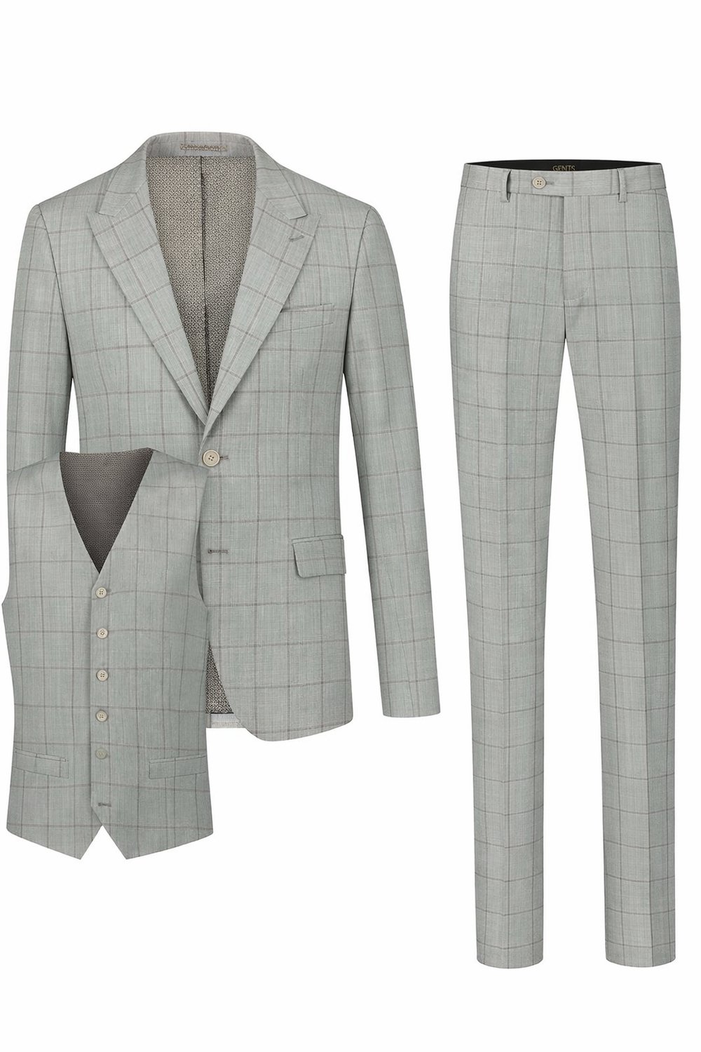 GENTS - Pak 3-D ruit zand - Polyester - Zand - Maat L (102)