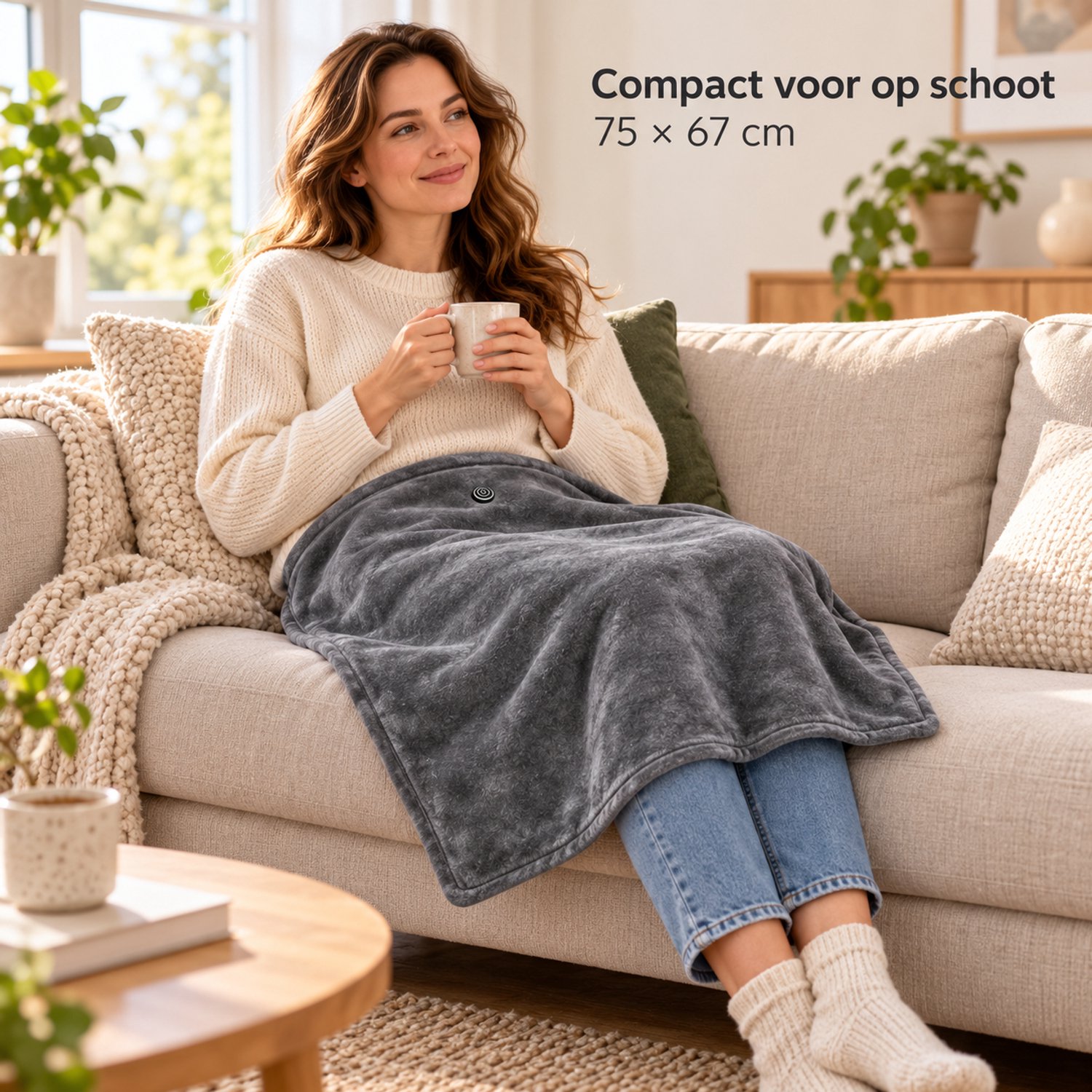 USB Warmtedeken WT-JMT01 – Elektrische Omslagdeken – 75 × 67 cm – 3 Warmtestanden – 5V/2A – Grijs – foto 6