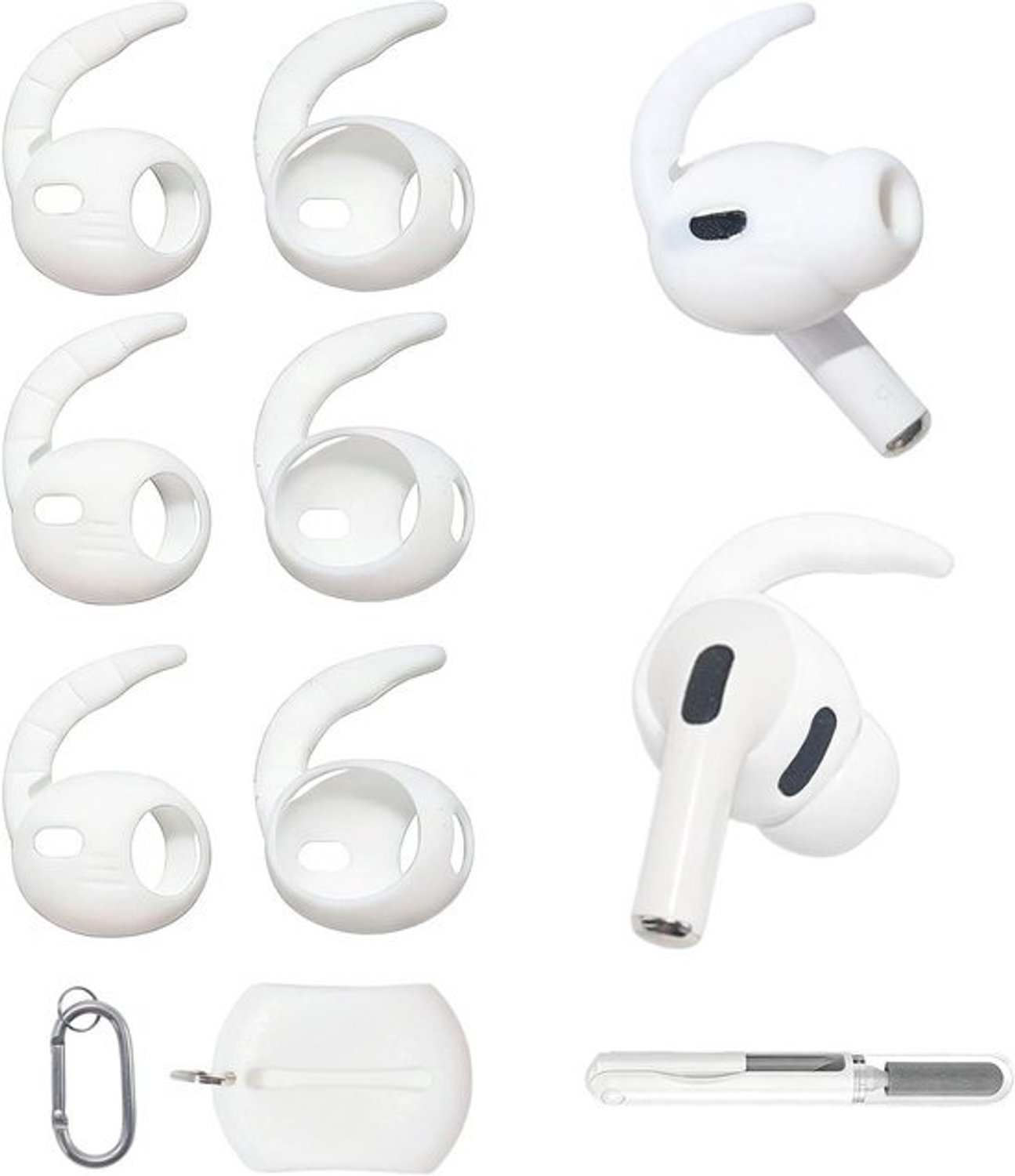 Oorhaken voor AirPods Pro - Haken voor oordopjes - Sport en beweging - Antislip siliconen - 3 paar - Wit