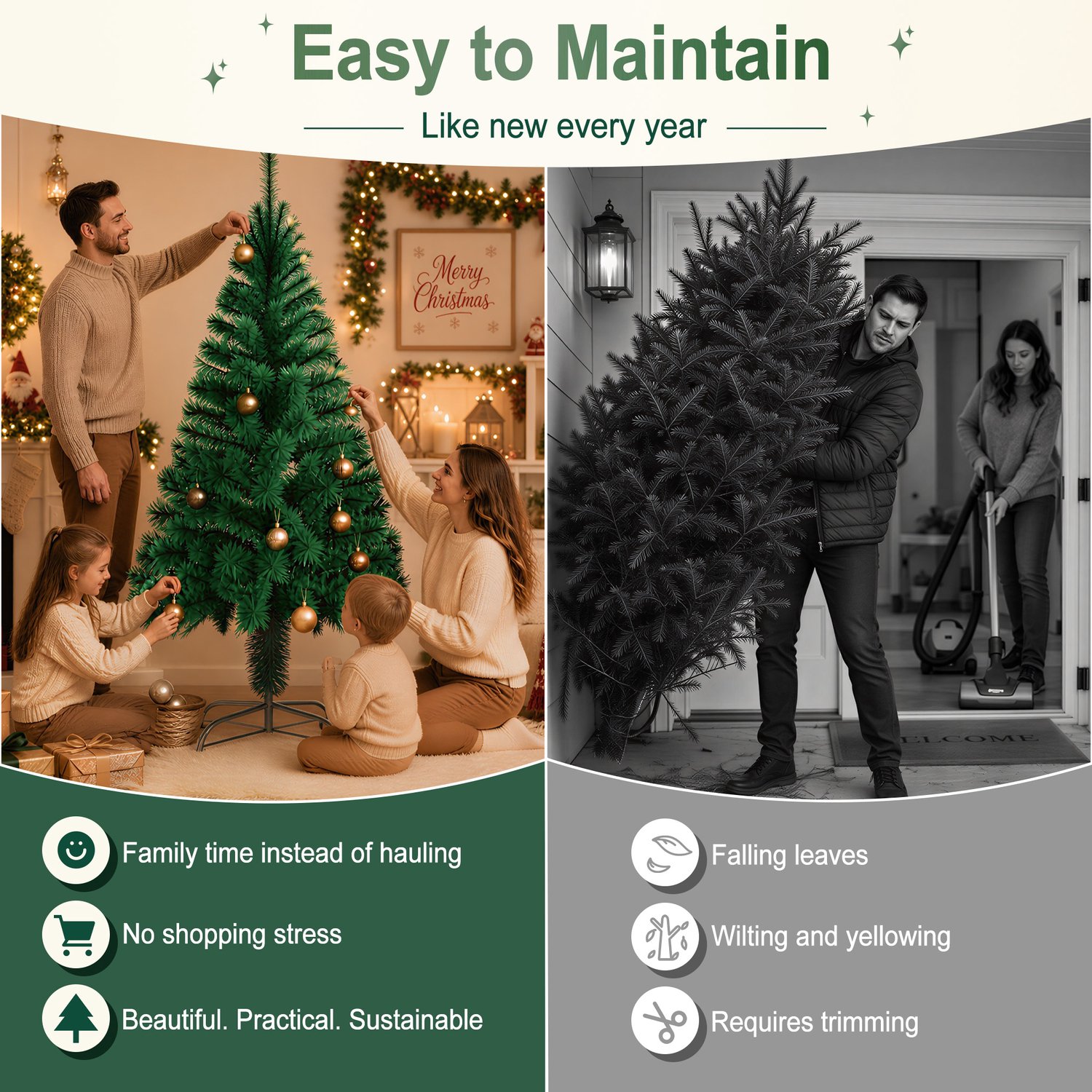 Kerstboom – 180cm Kunstkerstboom – Groen PVC met standaard – foto 4
