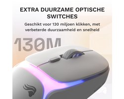 Glorious Model O3 - Gamingmuis - Draadloos - 30000 DPI - Symmetrische Vorm - RGB-Verlichting - Wit