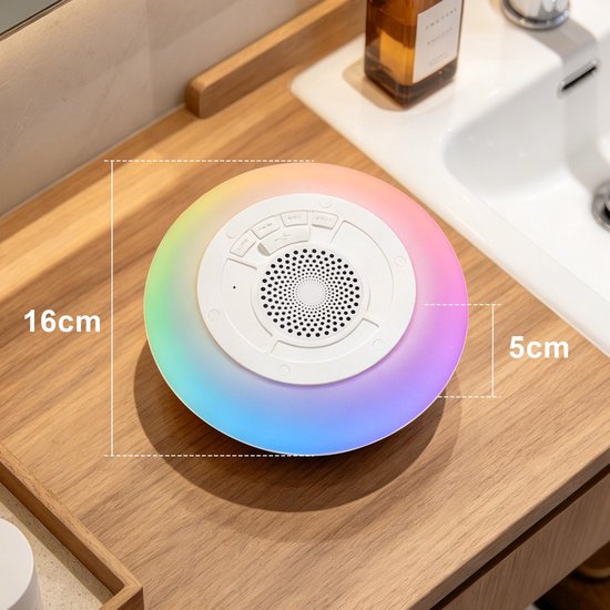 Waterdichte Bluetooth luidspreker IP68 - Draadloze draagbare audio - met ledverlichting - Luidspreker - 360 Surround Sound - Geschikt voor badkamer, zwembad, auto, strand, binnen- en buitengebruik - Wit — afbeelding 2