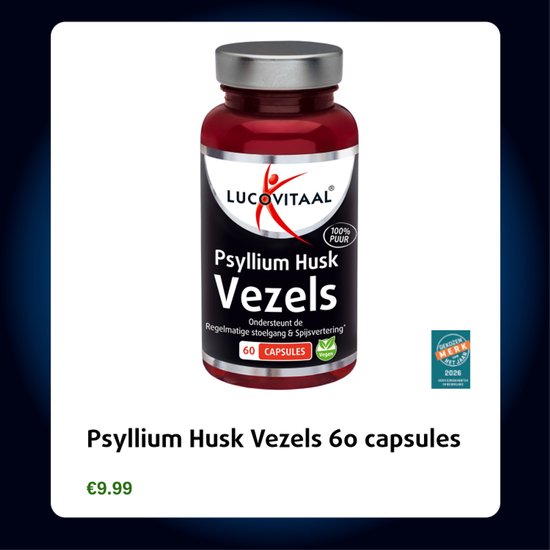 Lucovitaal Psyllium Husk Vezels pot met 60 capsules.