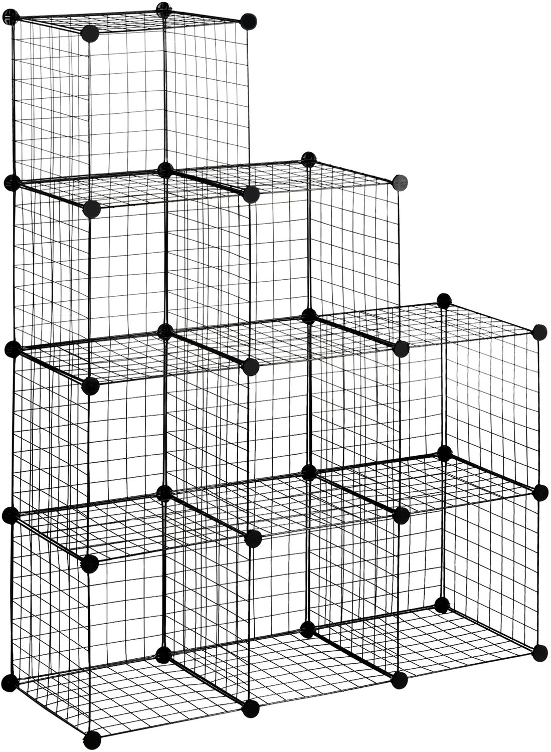 Opbergrek - Doe-het-zelf draadgaas opbergrek - 9 vakken - Ruimtebesparend - Kan ook als schoenenrek gebruikt worden - Geschikt voor de woonkamer - Afmetingen per vak: 35x35x35 cm - Zwart