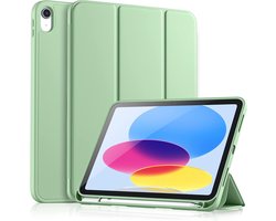 Vobafe Hoes voor iPad (A16) 11e & 10e Generatie (Model: 2025/2022, 11/10,9 Inch), Flexibele TPU-Achterkant & Drievoudige Stand, Beschermende Hoes met Potloodhouder, Auto-opwaken/Afslapen, Matchagroen