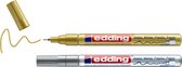 edding 780 Marqueur peinture brillante - or, argent - 2 feutres peinture brillante - pointe extra fine 0,8 mm - pour dessin, coloriage, scrapbooking - étanche, très opaque