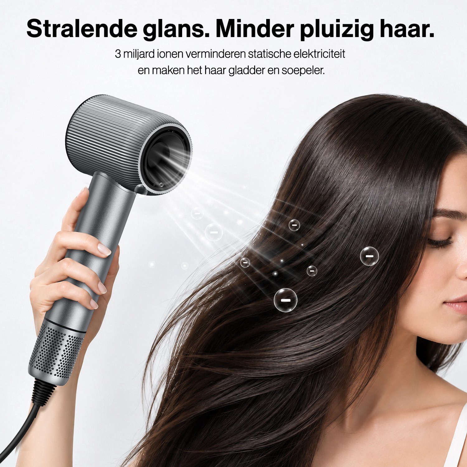 Sytifro Ionische Föhn met Diffuser, 32 mm Krulopzetstuk & Stylingmondstuk – Haardroger 1600W voor Drogen, Krullen & Stylen– Cadeau voor Kerst & Verjaardag – Grijs thumbnail 3