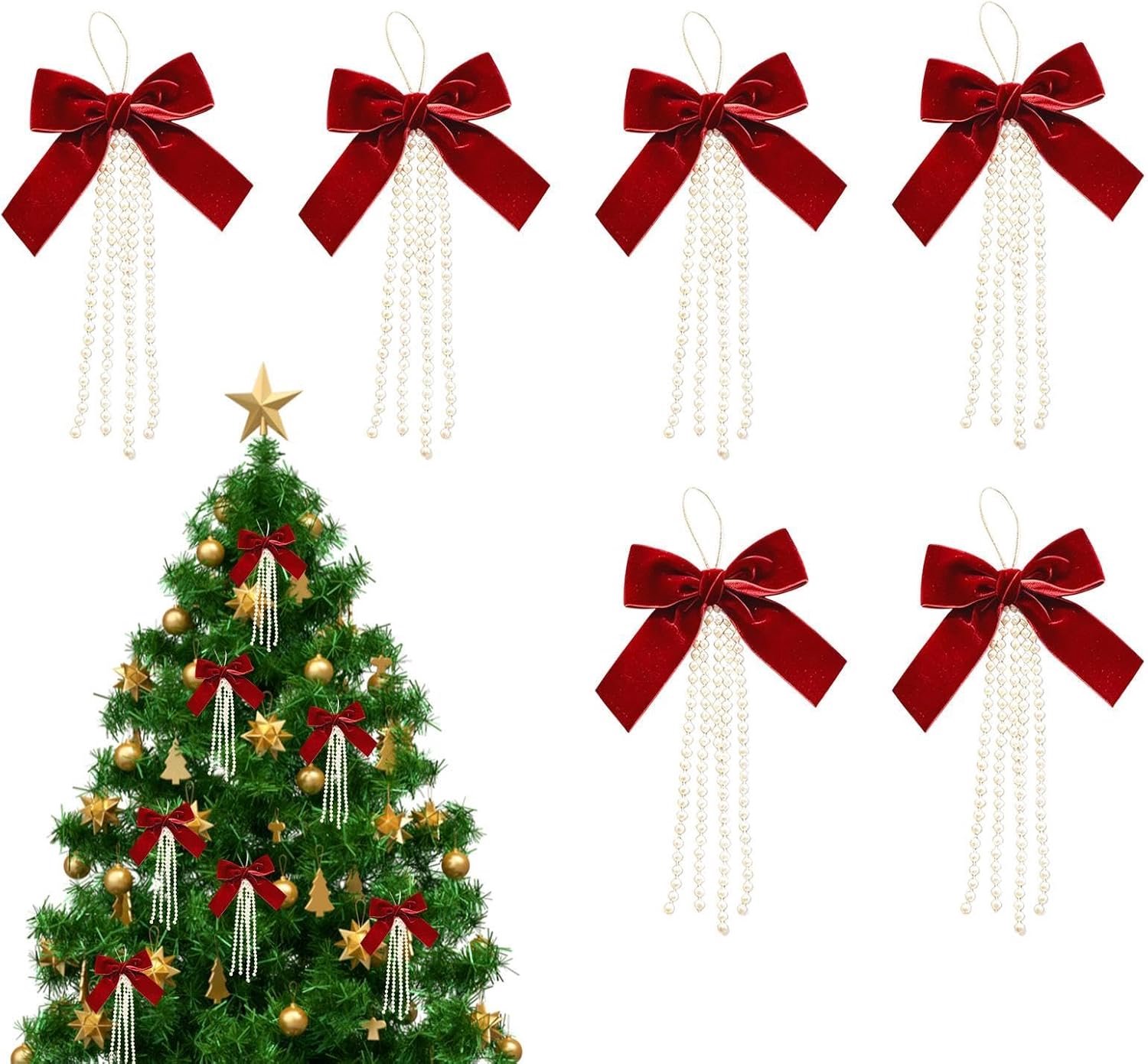 Fluwelen strikken, parel lint krans ornamenten, vakantie kerst strikken