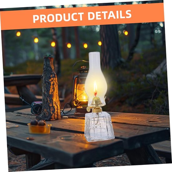 Vintage Grote Glazen Kerosinelamp met Winddichte Bescherming Retro Hangende Olielamp voor Binnenverlichting Buitenfeestjes Betrouwbare Noodverlichting Sfeervolle Zachte Gloed — afbeelding 3