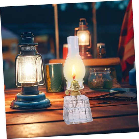 Vintage Grote Glazen Kerosinelamp met Winddichte Bescherming Retro Hangende Olielamp voor Binnenverlichting Buitenfeestjes Betrouwbare Noodverlichting Sfeervolle Zachte Gloed — afbeelding 2