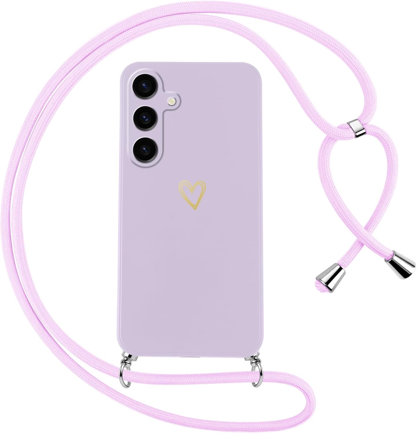 Beschermhoes voor Samsung Galaxy A57 5G met koord, zachte siliconen hoes met hartpatroon, verstelbaar trekkoord, schokbestendig, krasbestendig, groen