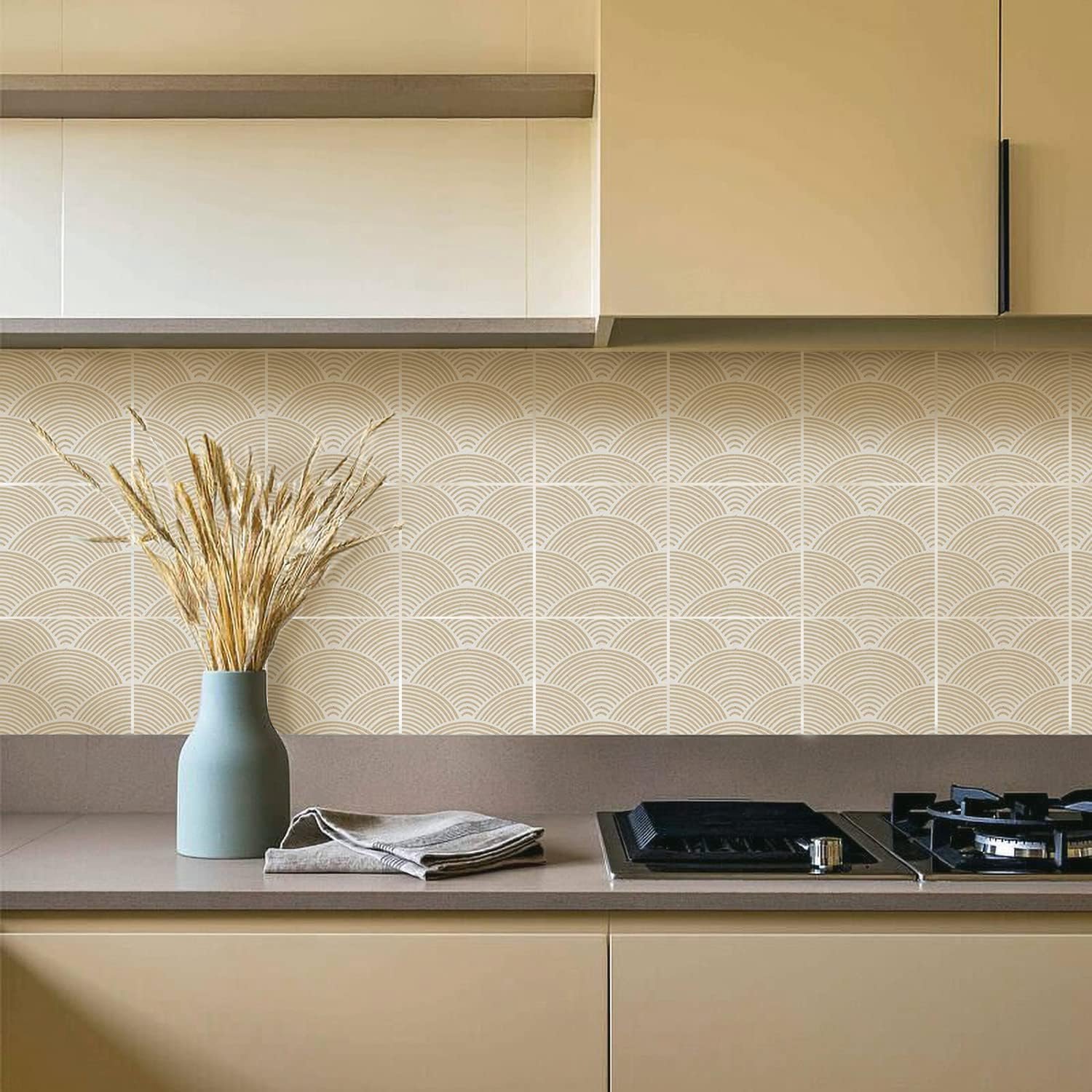 Alwayspon Waterdichte vinyl tegelstickers, afpellen en opplakken, zelfklevende backsplash tegeltransfersticker, geschikt voor keuken, badkamer en woonkamer, in boho-stijl, muursticker, 15 x 15 cm, 10