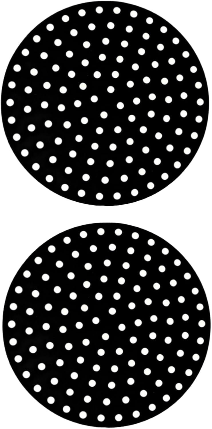 Annadue 2 Stuks 9 Inch Ronde Siliconen Friteuse Inzetstukken (BLACK)