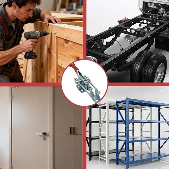 4 stuks kniehendelspanners, metaal, spansluiting, groot, 35 mm, verstelbare kliksluiting, kistsluiting, kapslot, hendel, snelsluiting, spansnapper voor kast, deur, kisten, koffer — afbeelding 5