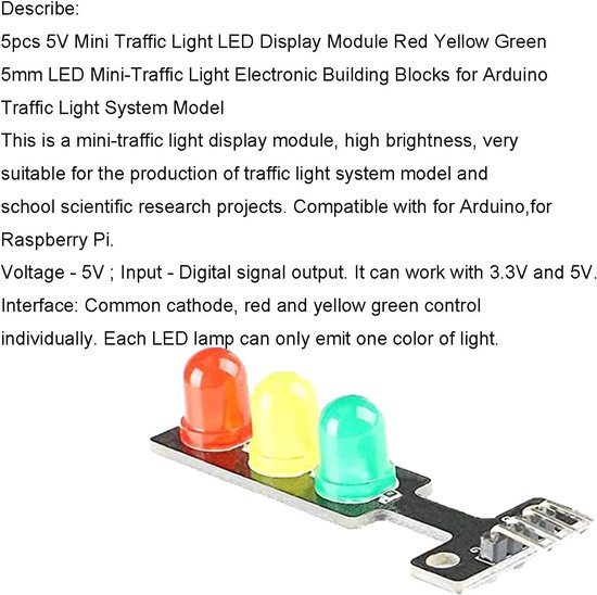 5 stuks LED Traffic Light Module LED DC 5V 5mm Display Module Mini Lichtdiode Verlicht met DuPont kabel voor Arduino DIY — afbeelding 3