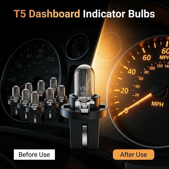 10 Stuks T5 B8.5D LED-Dashboardlampe12V 2t, Warm Geel — afbeelding 4