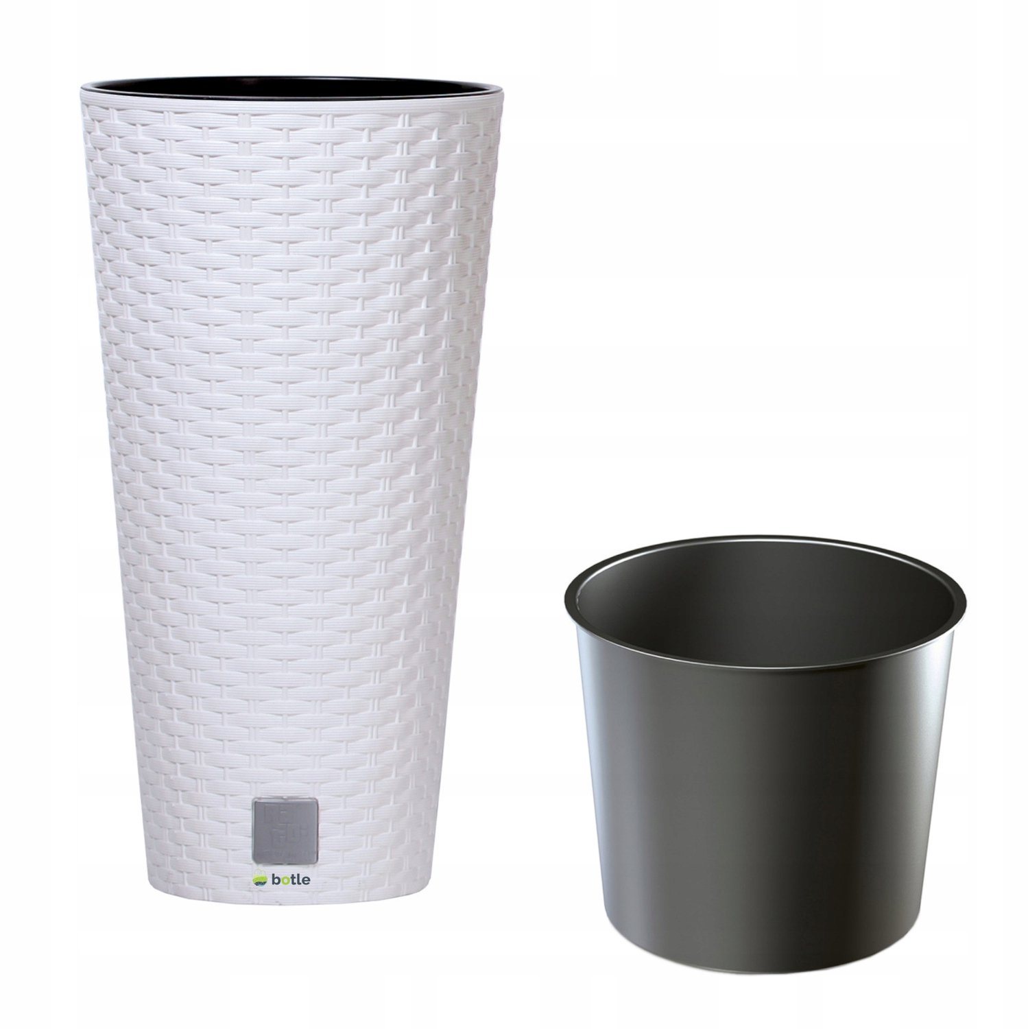 Hoge Rattan Look Pot Wit 25x25x47,6 cm