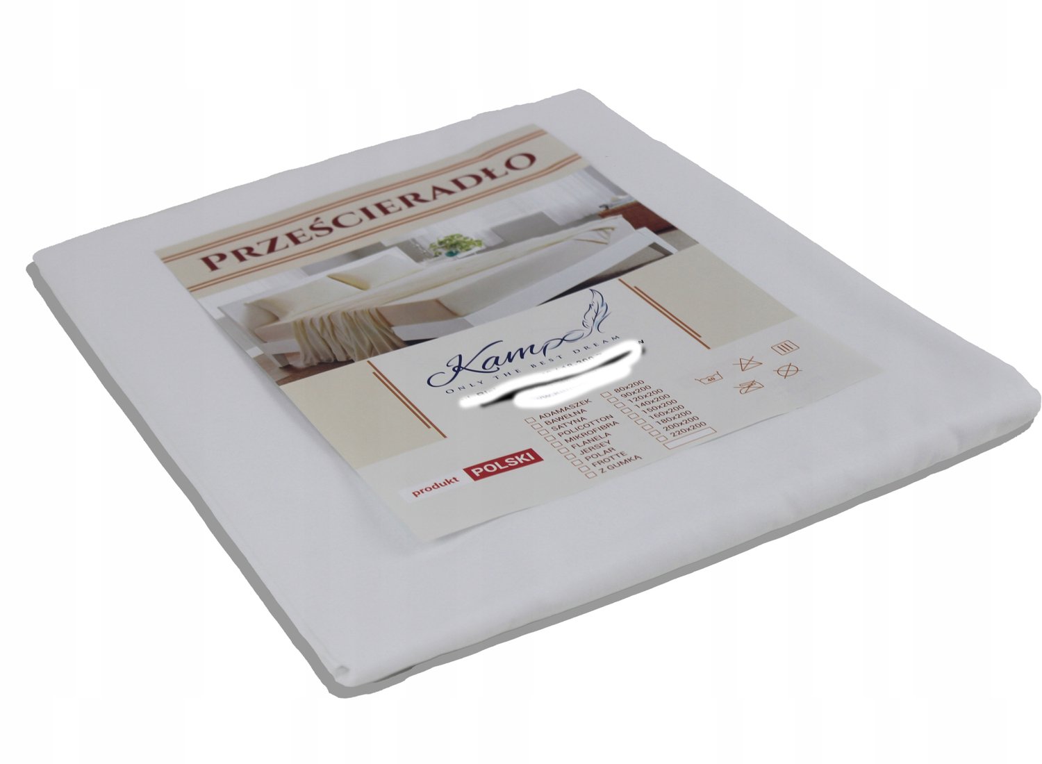 Kam-Pol 100% Katoenen Hoeslaken Adamaszek Streep 260x280 cm Wit