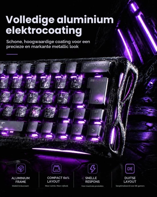 Gaming Toetsenbord met Hall Effect en 8K Responsiviteit - Cyber Frost Black, German QWERTZ, Perfect voor Gamers — afbeelding 2