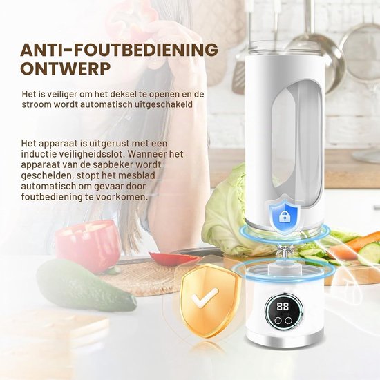 Draagbare Blender 700ml - 12 Bladen, Oplaadbaar via USB, Ideaal voor Smoothies, Shakes en Eiwitdranken met Zelfreinigingsfunctie en Extra Deksel — afbeelding 5