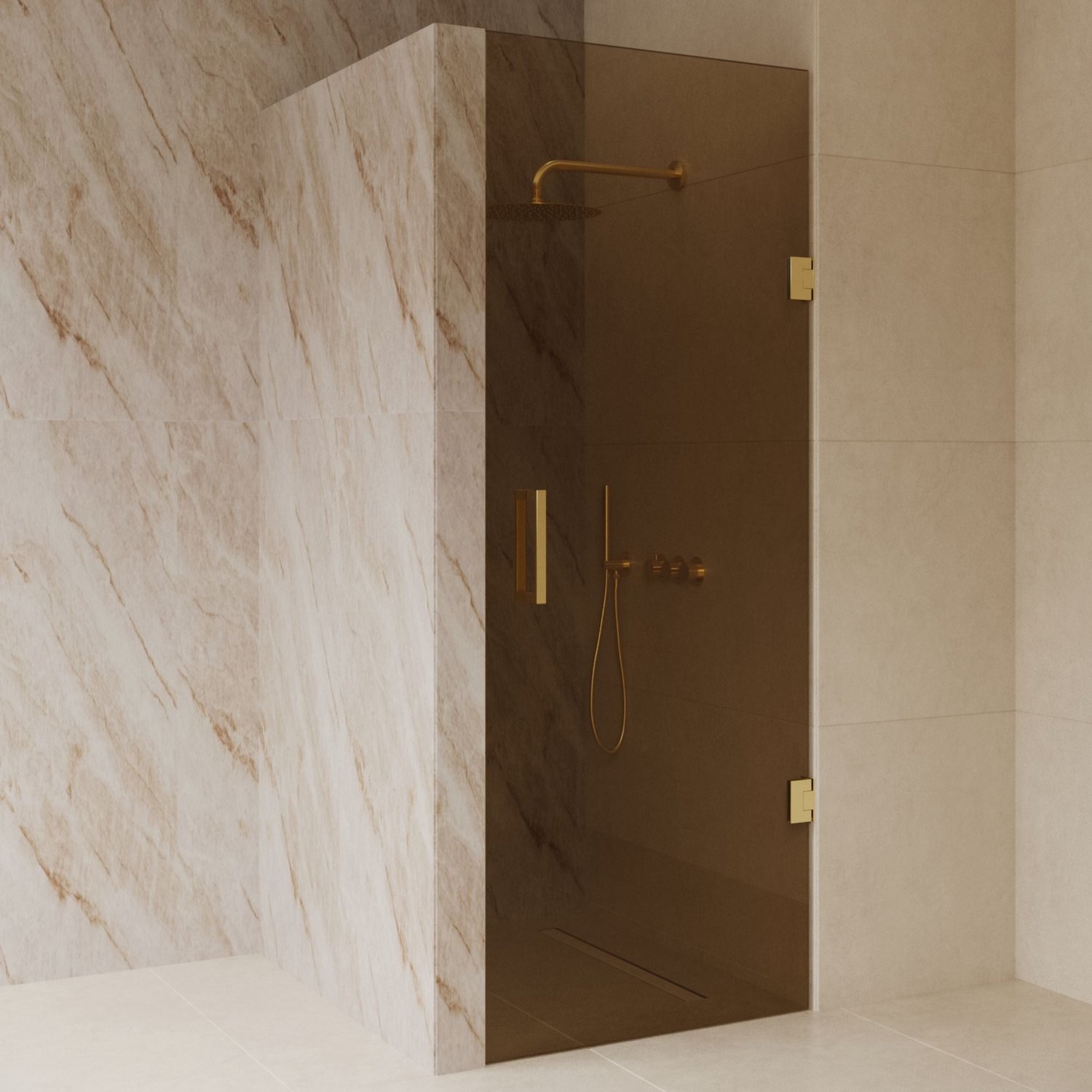 Sanitado Dalis Nisdeur Sepia Glas Mat Goud Profielen 70x200 cm