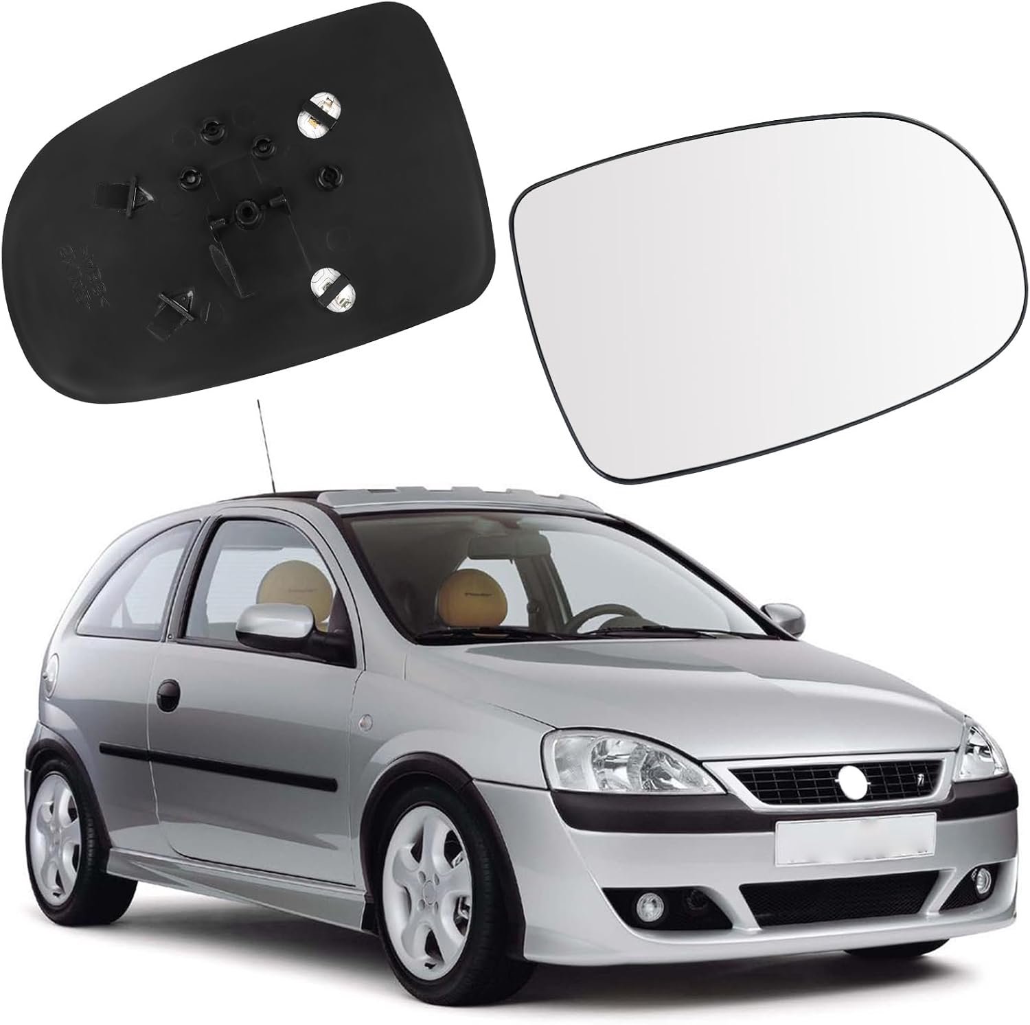 Zijspiegelglas Rechts Vauxhall Corsa C 2000-2006 - Asferisch - Verwarmd - Eenvoudige installatie - ShopVlot