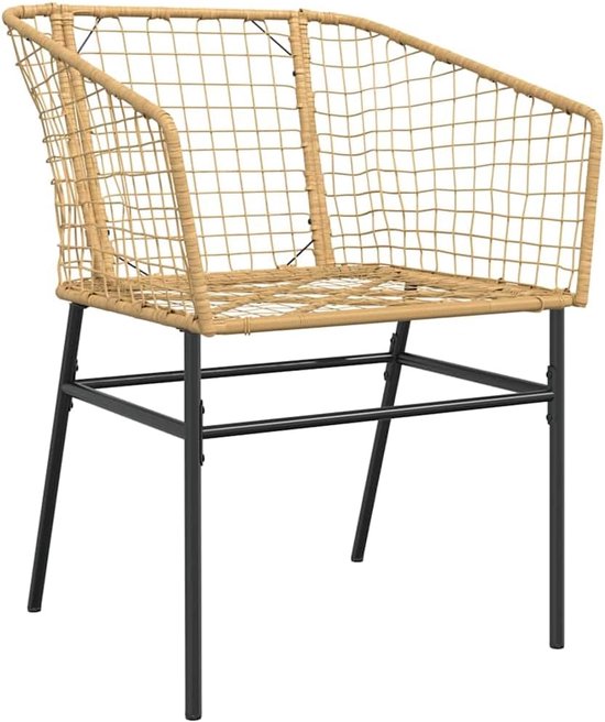poly rattan poederstalen frame buiten eethoek bruin 140x70x74 cm — afbeelding 4