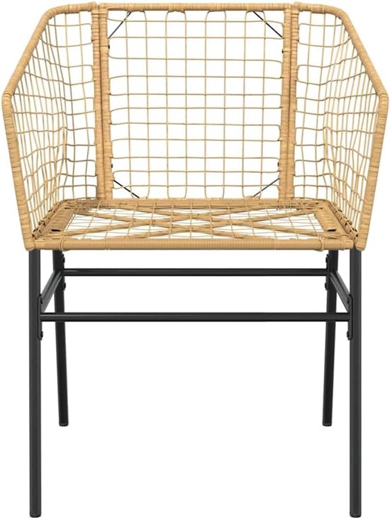 poly rattan poederstalen frame buiten eethoek bruin 140x70x74 cm — afbeelding 5