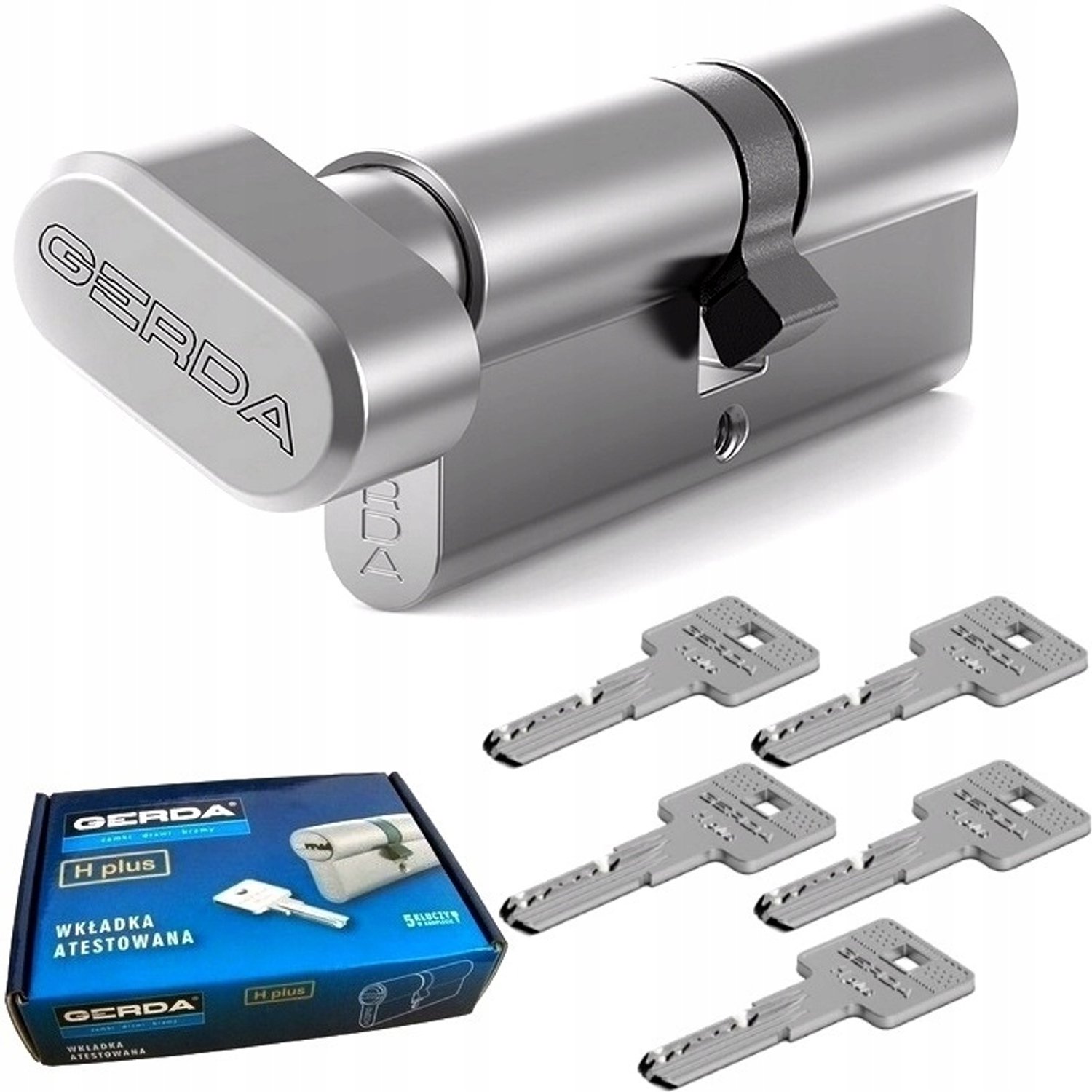 Gerda H-Plus Cilinder 80mm met Knop - Nikkel Satiné