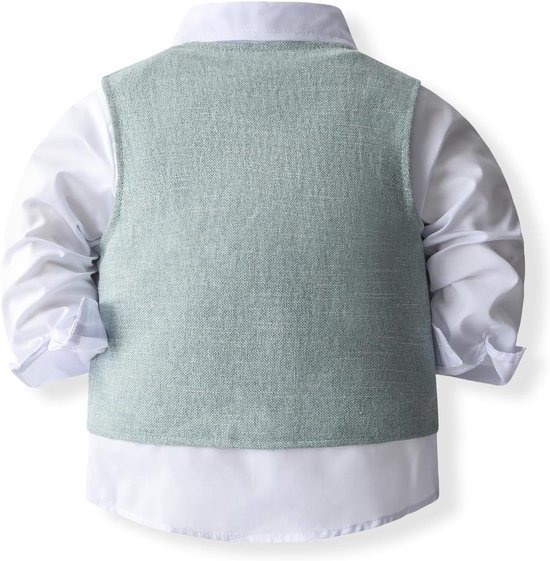 Formeel pak set voor baby's en peuters, gentleman met vest met vlinderdas, jurk, hemd, broek, bruiloftspak voor kinderen — afbeelding 4
