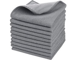 Sinland Groothandel 5 Kleur Verschillende Microvezel Schotel Doek Beste Keuken Doeken Schoonmaken Doeken Poly Scour Zijkant 12"x12" 10Pack Grijs