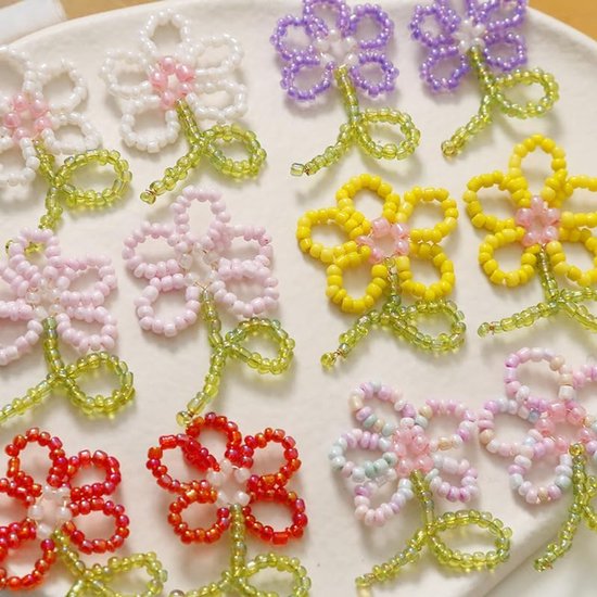 6 stuks kralen geweven kunstbloem, leuke ambachten decor accessoires voor het maken van haarclip, paars — afbeelding 4