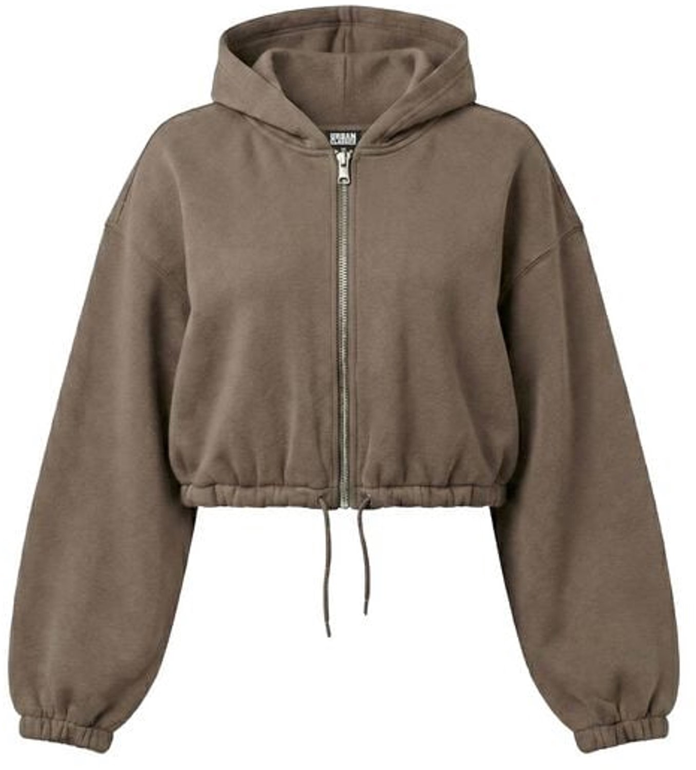 Urban Classics Ladies Fluffy Cropped Zip Hoodie Dames Vest met capuchon – S Bruin
