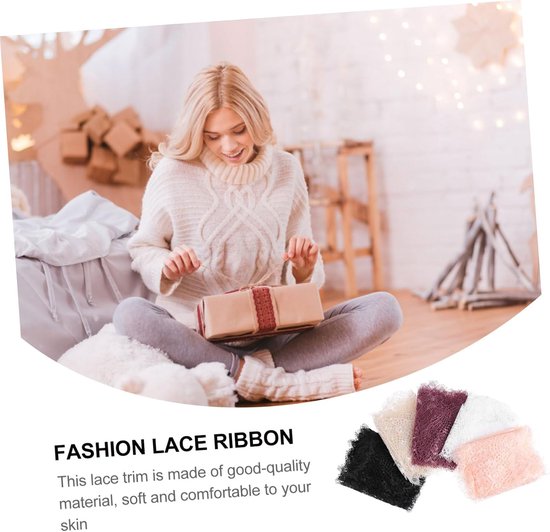5 Stuks Kanten Accessoires Zwart Lintje Naaien Veter Wit Lint Rood Kanten Lint Ambachtelijke Kant Dun Mode Kanten Lint Gehaakt Kantlint Kanten Lintrand Kant Trimmen Polyester — afbeelding 4