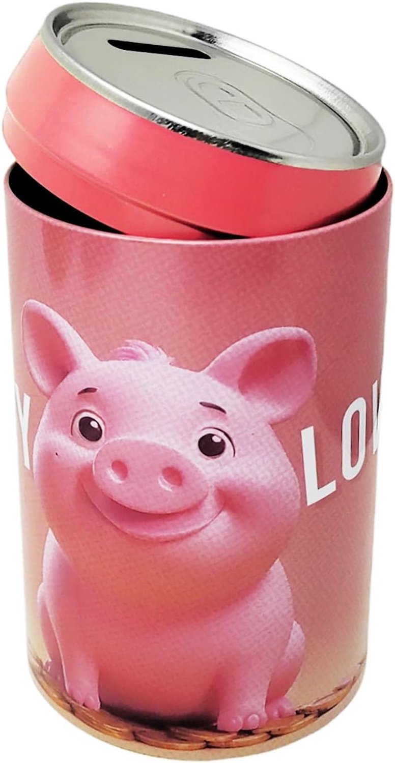 Spaarpot roze varken "Money Lover" van metaal om te openen 20 x 11 cm