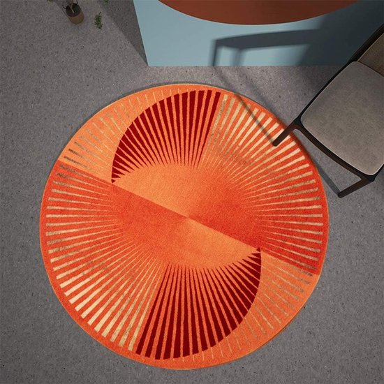 Tapijten Huishouden Super-groot Oranje Licht Luxe Tapijt, Creatief En Modieus Ronde Gradiënt Gestreepte tapijten, Woonkamer Slaapkamer Nachtkastmat (Kleur: Oranje, Maat: 3.3FT) — afbeelding 3